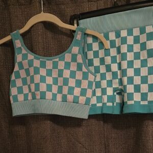 Checkered Blue and White Pajama Set